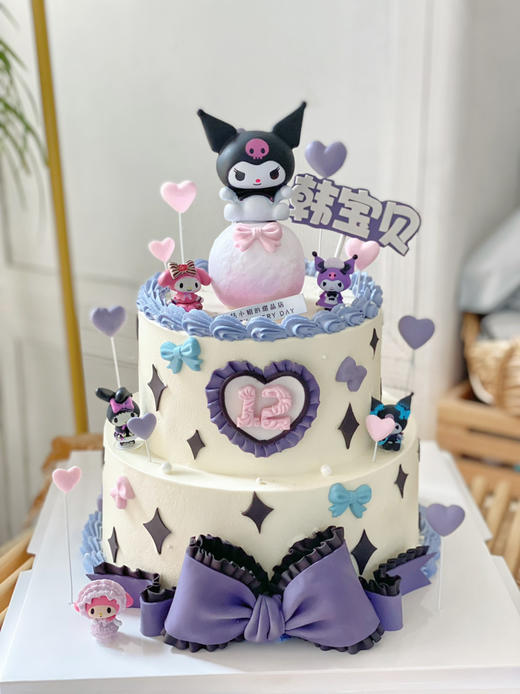 库洛米主题，奶油翻糖8+6寸双层蛋糕，部分配饰随机调整，提前48小时预定 商品图2