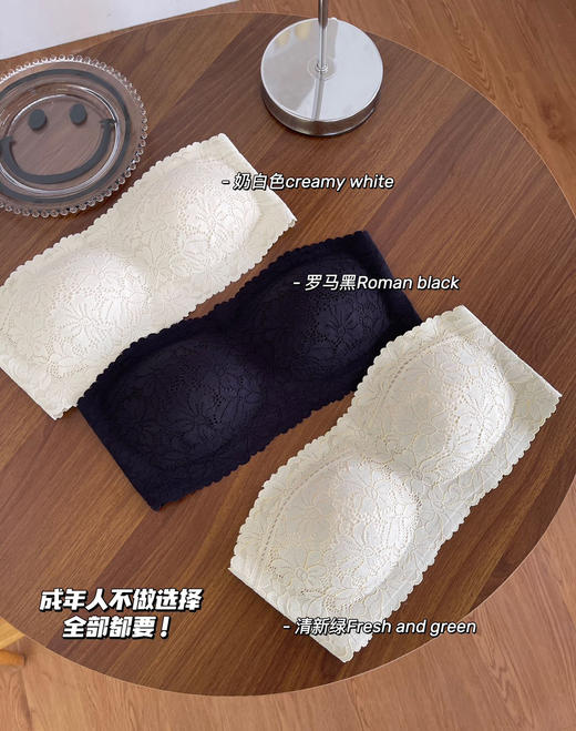 老米优品/女神款抹胸《花卉蕾丝🌼无肩带防走光bra》夏天一定要有的抹胸式文胸，小胸妹纸也可，不滑落，绝美细节！NY230601C 商品图9
