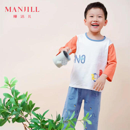 熳洁儿  男女童7分袖可爱简约家居服95棉睡衣小中大童23253603/23203662 商品图2