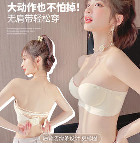 【超薄透气 凉感亲肤无痕裸感】爆款防滑无肩带，无痕内衣女小胸聚拢显大，无钢圈收副乳防下垂文胸罩，聚拢小胸专用夏季薄款无痕隐形文胸女