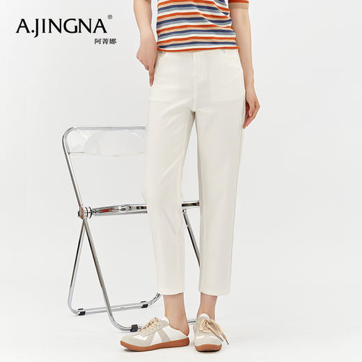 【特价不退换】阿菁娜白色九分薄款小脚裤F28X210038 商品图4