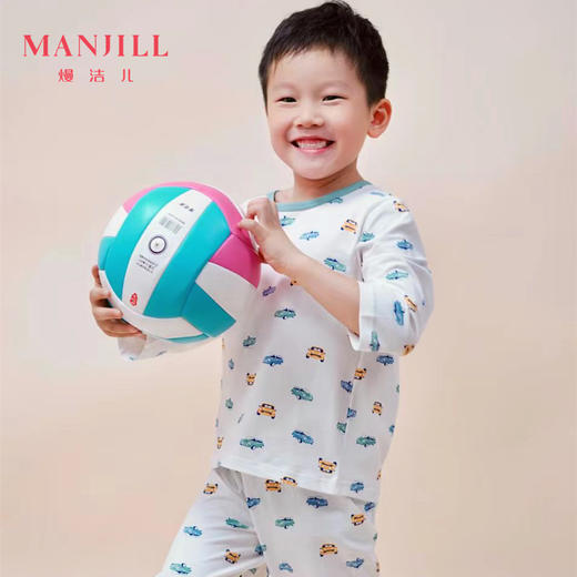 熳洁儿  男女童7分袖可爱简约家居服95棉睡衣小中大童23253603/23203662 商品图3