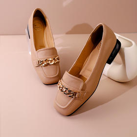 Safiya/索菲娅2023春季新品英伦软皮金属扣休闲低跟浅口通勤单鞋SF31111402