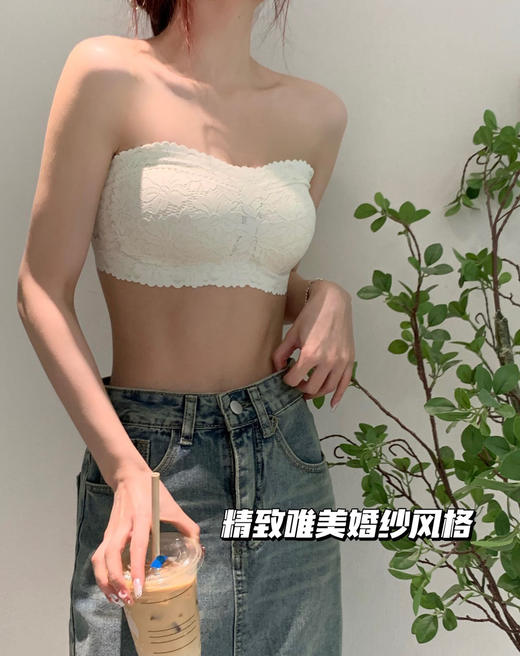 老米优品/女神款抹胸《花卉蕾丝🌼无肩带防走光bra》夏天一定要有的抹胸式文胸，小胸妹纸也可，不滑落，绝美细节！NY230601C 商品图8