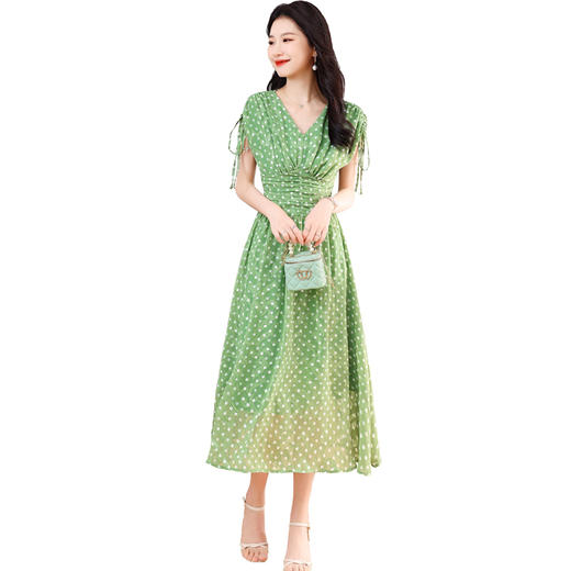 收腰显瘦，遮肉连衣裙气质提花波点连衣裙HR-QNL0236-1 商品图7