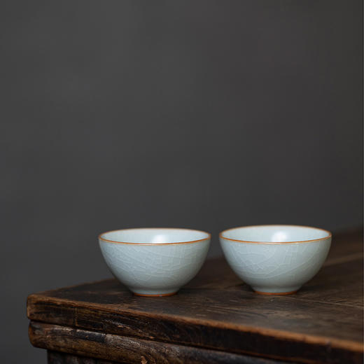 【丰子汝窑】【天青贝思杯2入】茶杯手工开片主人杯陶瓷汝瓷单杯子个人品茗杯功夫茶具 商品图4