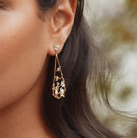 订购9周到｜Alex Monroe-Strawberry Patch-草莓花丛 小蜜蜂 耳环［英国设计师］ 商品图1