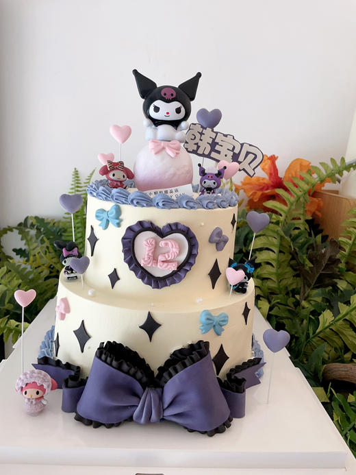 库洛米主题，奶油翻糖8+6寸双层蛋糕，部分配饰随机调整，提前48小时预定 商品图1
