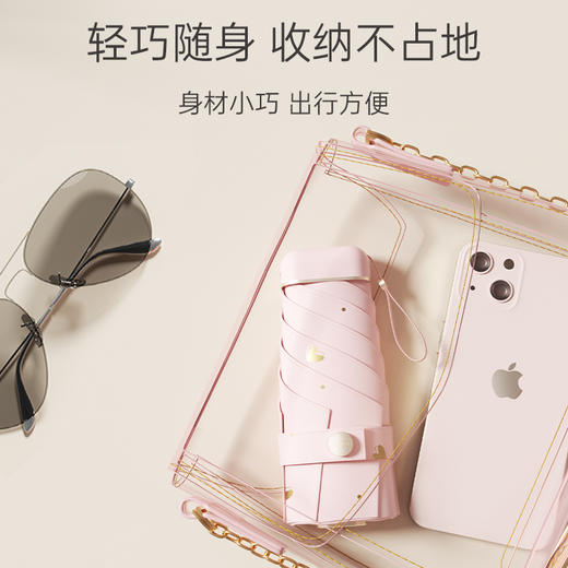 【年中促限时】左都 手动扁六折六骨烫金胶囊防晒遮阳晴雨伞 商品图4