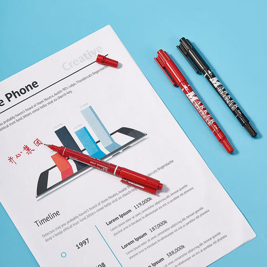 齐心记号笔MK833 小双头 线幅0.5-1.5mm 黑 商品图4