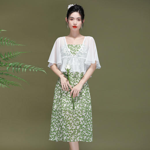 OY-230202薄款女雪纺印花少女碎花睡衣吊带连衣裙230202 商品图7