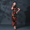 修身中国风，大红真丝长旗袍复古演出活动礼服QH-9858 商品缩略图0