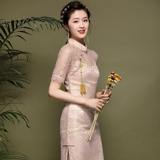 中国风气质年轻款蕾丝日常改良旗袍连衣裙礼服OY-20107 商品图1