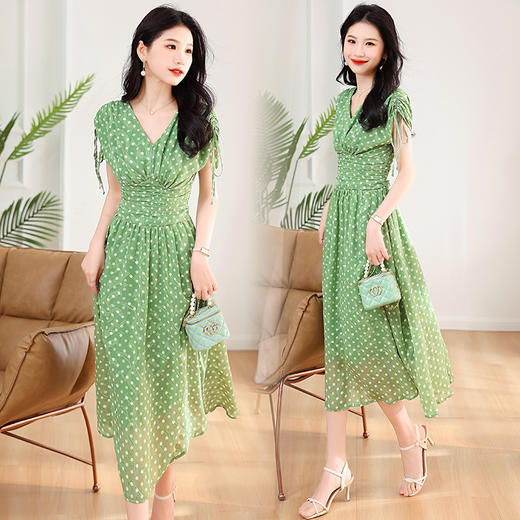 收腰显瘦，遮肉连衣裙气质提花波点连衣裙HR-QNL0236-1 商品图0