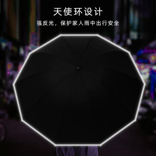 【全新黑科技面料 一甩即干】升级款全自动反向设计雨伞 坚固耐用一秒闪电开售 黑胶防紫外线   LED照明功能 强反光条守护家人雨夜安全出行雨伞防晒遮阳伞 多色可选 商品图2