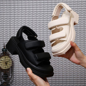 【服装鞋包】-新款时尚舒服粗跟魔术贴运动凉鞋