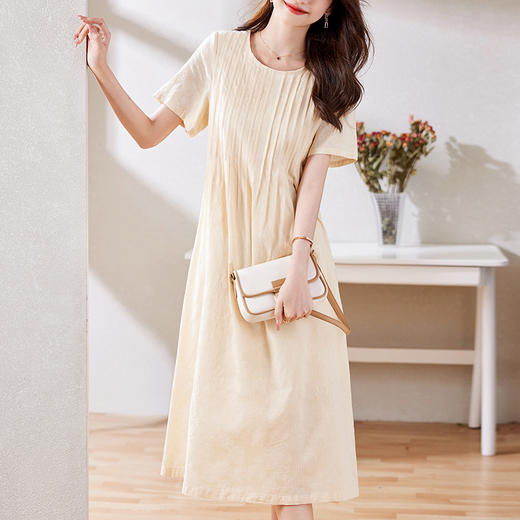 夏季新款，淑女温柔甜美圆领中长款裙子时尚气质纯色连衣裙HR-MEIQIN1921-1 商品图2