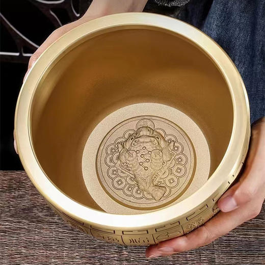 百福缸黄铜聚宝盆，家居办公室摆件 商品图3