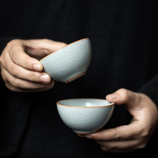 【丰子汝窑】【天青贝思杯2入】茶杯手工开片主人杯陶瓷汝瓷单杯子个人品茗杯功夫茶具 商品图2