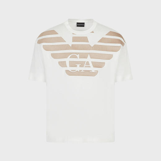 EMPORIO ARMANI 阿玛尼 男士老鹰徽标印花圆领短袖T恤 白色 3R1TZ2 1JUVZ 01G0 商品图0