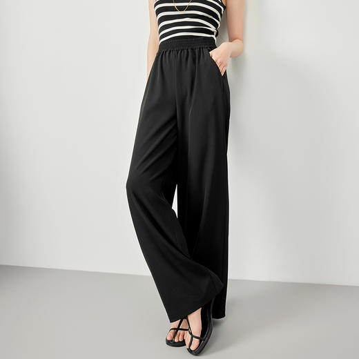 【品牌优选】【合作直发】IN AND ON夏季直筒阔腿裤女薄款高腰垂感显瘦黑色休闲宽松空气裤 商品图4