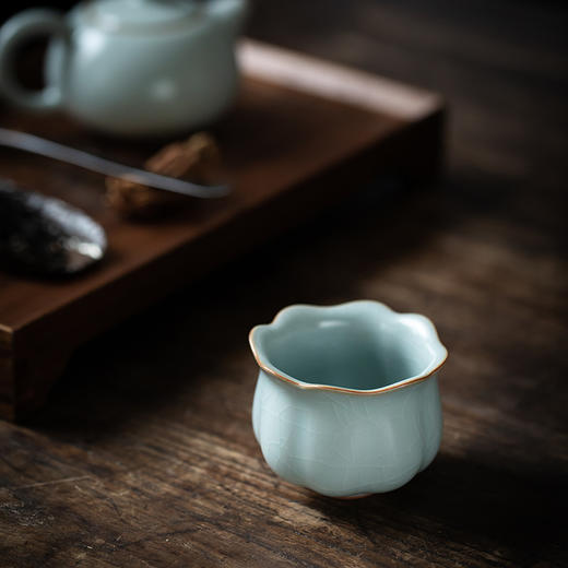 【丰子汝窑】【2019天青高葵杯】茶具茶杯天青汝瓷开片主人杯单杯品茗杯高葵杯 商品图2