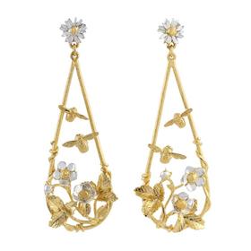 订购9周到｜Alex Monroe-Strawberry Patch-草莓花丛 小蜜蜂 耳环［英国设计师］