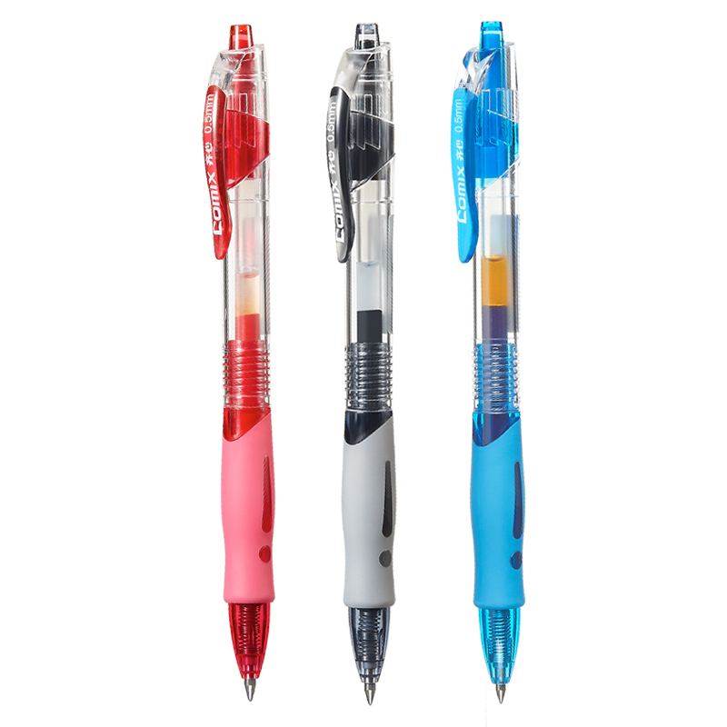 齐心中性笔GP108黑色0.5mm弹簧子弹头