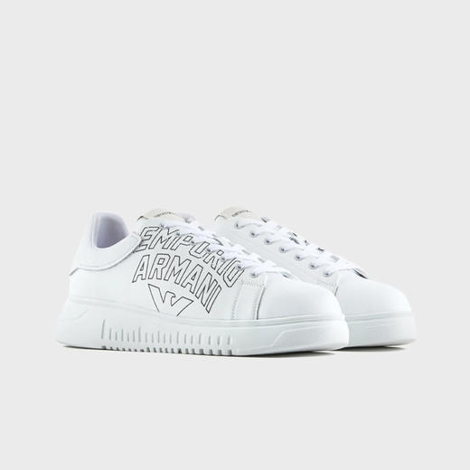 EMPORIO ARMANI 阿玛尼 男士带醒目徽标的软皮休闲运动鞋 白色 X4X264 XN732 A222 商品图1
