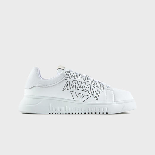 EMPORIO ARMANI 阿玛尼 男士带醒目徽标的软皮休闲运动鞋 白色 X4X264 XN732 A222 商品图0