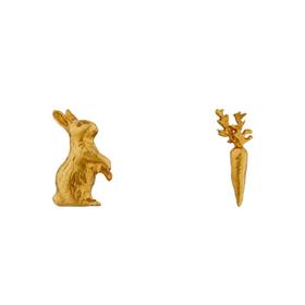 订购9周到｜Alex Monroe-Rabbit&Carrot-兔子和萝卜 不对称耳钉［英国设计师］