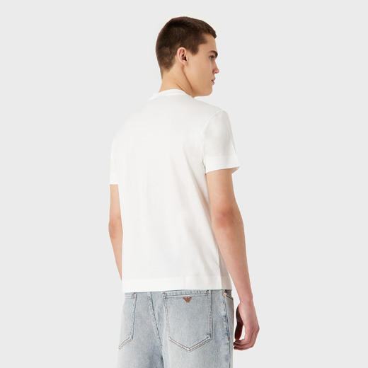 EMPORIO ARMANI 阿玛尼 男士刺绣徽标圆领短袖T恤 白色 3R1TV4 1JUVZ 0128 商品图2
