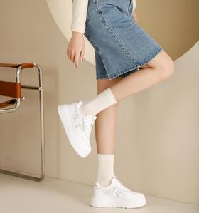 西村名物2023年商场新款运动休闲厚底网面透气板鞋小白女鞋13181