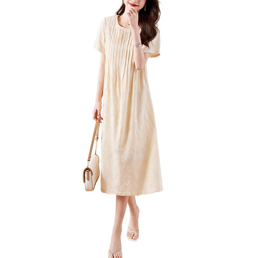 夏季新款，淑女温柔甜美圆领中长款裙子时尚气质纯色连衣裙HR-MEIQIN1921-1 商品图10