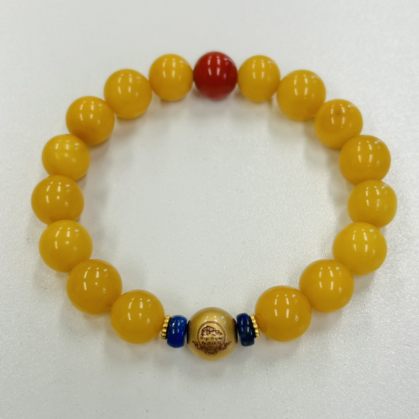 蜜蜡老色圆珠单圈手串