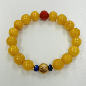 蜜蜡老色圆珠单圈手串