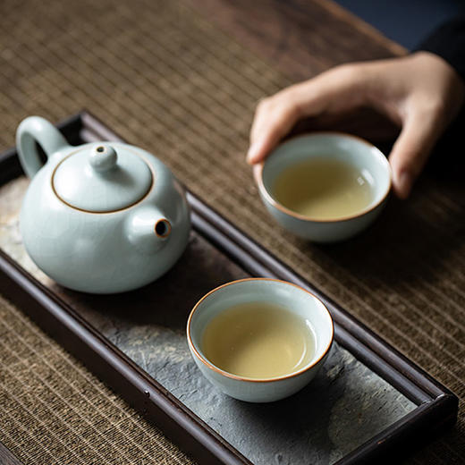 【丰子汝窑】【天青贝思杯2入】茶杯手工开片主人杯陶瓷汝瓷单杯子个人品茗杯功夫茶具 商品图1