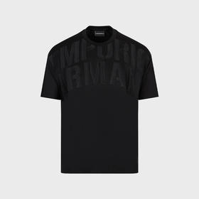 EMPORIO ARMANI 阿玛尼 男士超大徽标刺绣天丝混纺平纹针织圆领短袖T恤 黑色 3R1TZ2 1JUVZ 0095