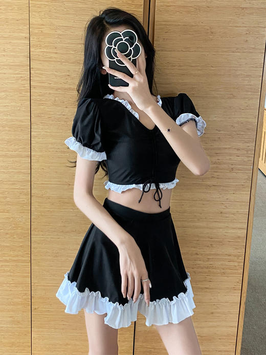 【夏日里，漂亮的泳衣女裙式平角分体两件套上新啦！】保守显瘦，仙女范十足！赶快入手，一起去温泉游泳吧！ 商品图1