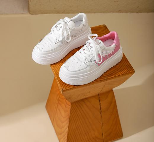 西村名物2023年商场新款运动休闲厚底网面透气板鞋小白女鞋13181 商品图5