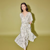 【品牌优选】【合作直发】IN ADN ON夏季新款法式印花连衣裙女绿色度假风zhi感V领大摆长裙 商品缩略图1