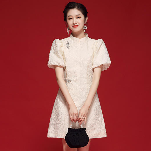 2023年新款中国风年轻款短款改良旗袍连衣裙OY-21155 商品图0