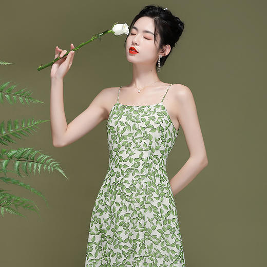 OY-230202薄款女雪纺印花少女碎花睡衣吊带连衣裙230202 商品图1