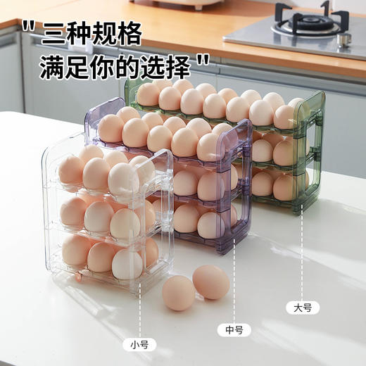 【告别凌乱！冰箱鸡蛋收纳架】翻转式鸡蛋收纳盒，大容量，透明可视，保鲜更持久，镂空提手设计，冰箱侧门收纳架，可计时保鲜盒子，厨房专用装放蛋托 商品图2