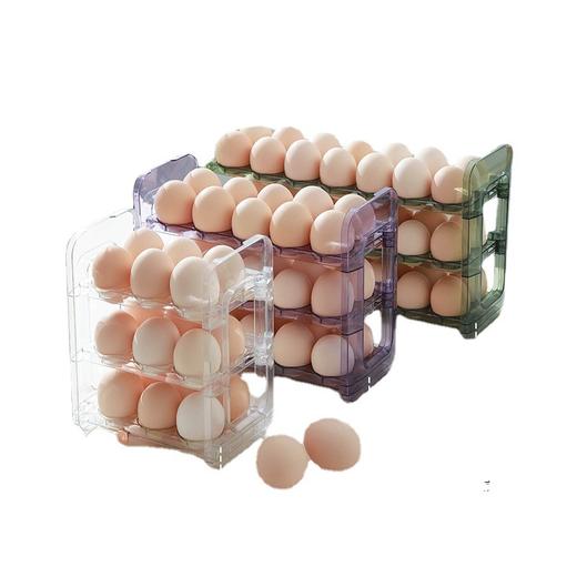 【告别凌乱！冰箱鸡蛋收纳架】翻转式鸡蛋收纳盒，大容量，透明可视，保鲜更持久，镂空提手设计，冰箱侧门收纳架，可计时保鲜盒子，厨房专用装放蛋托 商品图4