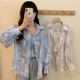 【宛如空气一样轻盈的衬衫！】夏装雪纺防晒衬衣+小吊带两件套