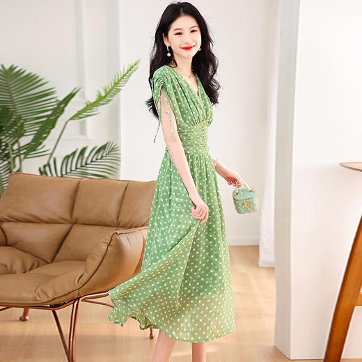 收腰显瘦，遮肉连衣裙气质提花波点连衣裙HR-QNL0236-1 商品图4