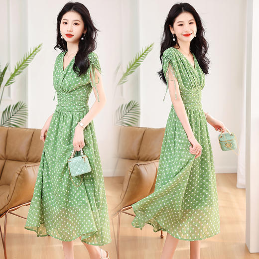 收腰显瘦，遮肉连衣裙气质提花波点连衣裙HR-QNL0236-1 商品图1