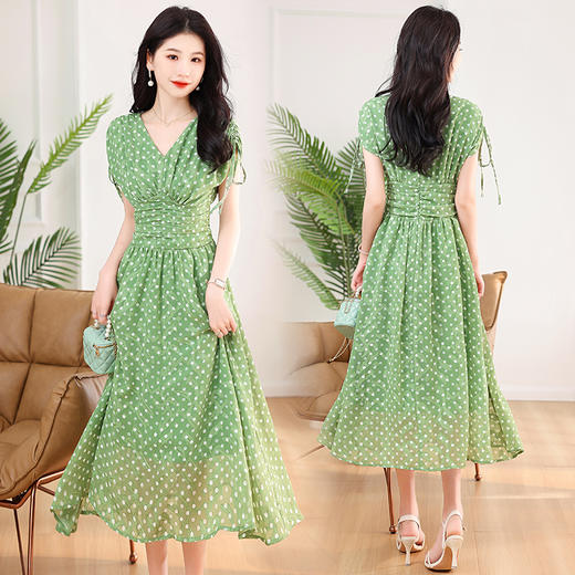 收腰显瘦，遮肉连衣裙气质提花波点连衣裙HR-QNL0236-1 商品图2