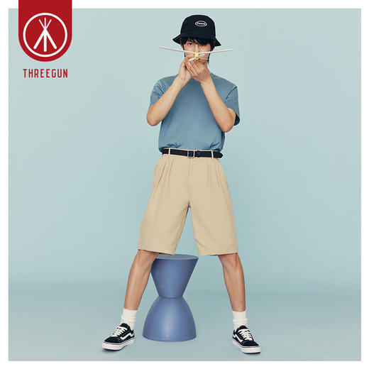 Threegun三枪 【高支水光棉】圆领男士短袖T恤-24123A011 商品图4
